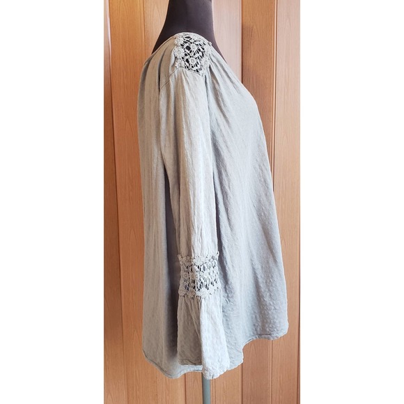 Sonoma size 2XL green long sleeve  crochet trim knit top - Picture 2 of 4